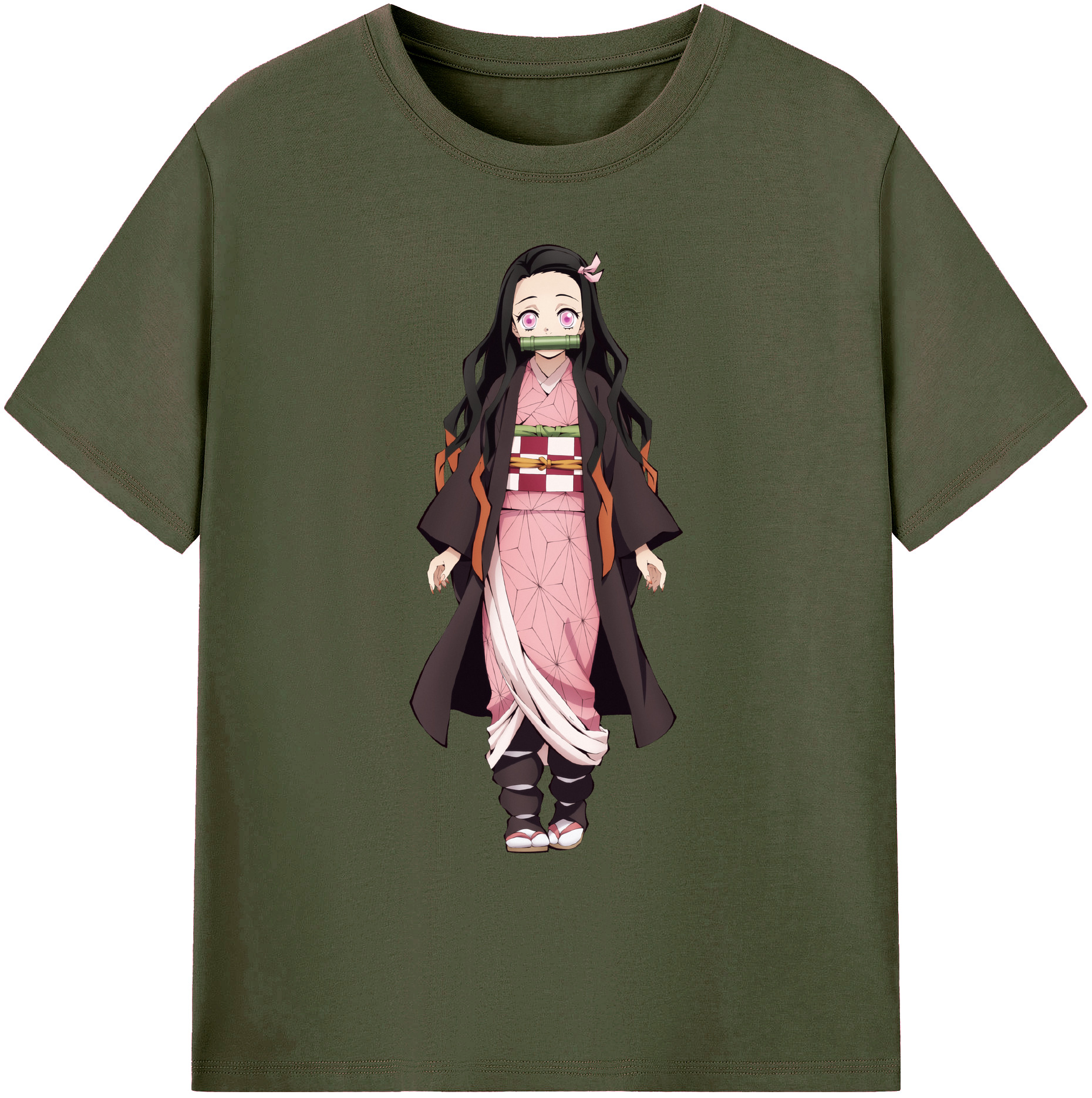 （画像用） 鬼滅の刃（きめつのやいば）竈門 禰󠄀豆子／かまど ねずこ Kamado Nezuko 綿100％ メンズ半袖Tシャツ｜肌触りやわらか＆通気性